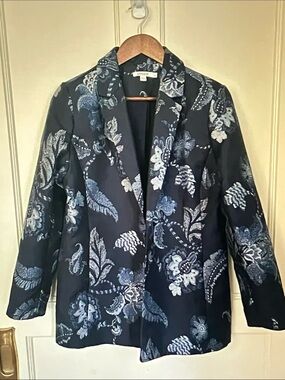 Chico's Navy Floral Paisley Blazer